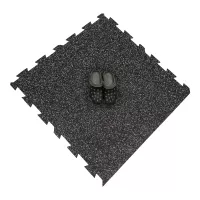 Černo-bílá gumová modulová podlahová deska (puzzle - okraj) FLOMA Sandwich - délka 100 cm, šířka 100 cm, výška 1,8 cm