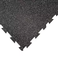 Černo-bílá gumová modulová podlahová deska (puzzle - střed) FLOMA Sandwich - délka 100 cm, šířka 100 cm, výška 1,8 cm