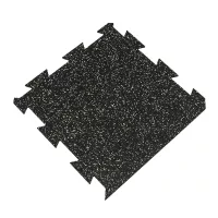 Černo-žlutá gumová podlahová deska (puzzle - okraj) FLOMA FitFlo SF1050 - délka 50 cm, šířka 50 cm, výška 1 cm