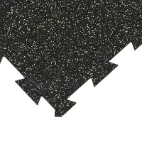 Černo-žlutá gumová podlahová deska (puzzle - okraj) FLOMA FitFlo SF1050 - délka 50 cm, šířka 50 cm, výška 1 cm