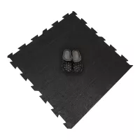 Černo-bílo-červeno-šedá gumová podlahová deska (puzzle - okraj) FLOMA Sandwich EPDM - délka 100 cm, šířka 100 cm, výška 1 cm