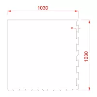 Černo-bílo-červeno-šedá gumová podlahová deska (puzzle - roh) FLOMA Sandwich EPDM - délka 100 cm, šířka 100 cm, výška 2,5 cm