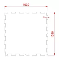Černo-bílo-červeno-šedá gumová podlahová deska (puzzle - střed) FLOMA Sandwich EPDM - délka 100 cm, šířka 100 cm, výška 1,5 cm
