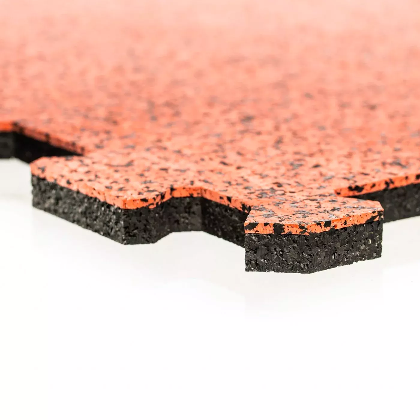 Černo-červená gumová podlahová deska (puzzle - roh) FLOMA Sandwich EPDM - délka 100 cm, šířka 100 cm, výška 1,5 cm