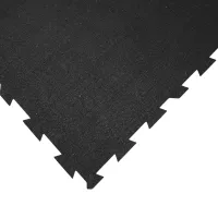 Černo-bílo-žluto-šedá gumová podlahová deska (puzzle - střed) FLOMA Sandwich EPDM - délka 100 cm, šířka 100 cm, výška 2,5 cm