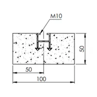 Gumový střešní podstavec s ALU fólií pod kabelový žlab FLOMA AL profil - délka 12,5 cm, šířka 10 cm, výška 5 cm