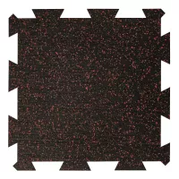 Černo-červená gumová podlahová deska (puzzle - střed) FLOMA FitFlo SF1050 - délka 50 cm, šířka 50 cm, výška 0,8 cm