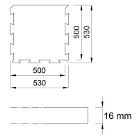 Černo-bílo-červená gumová podlahová deska (puzzle - okraj) FLOMA FitFlo SF1050 - délka 50 cm, šířka 50 cm, výška 1,6 cm