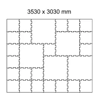 Černo-bílo-červená gumová podlahová deska (puzzle - okraj) FLOMA FitFlo SF1050 - délka 50 cm, šířka 50 cm, výška 1,6 cm