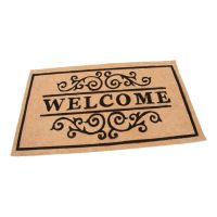 Béžová textilní vstupní rohož FLOMA Welcome - Deco - délka 45 cm, šířka 75 cm, výška 0,3 cm