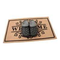 Béžová textilní vstupní rohož FLOMA Welcome - Deco - délka 45 cm, šířka 75 cm, výška 0,3 cm