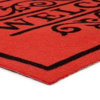 Červená textilní vstupní rohož FLOMA Welcome - Deco - délka 45 cm, šířka 75 cm, výška 0,3 cm