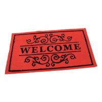 Červená textilní vstupní rohož FLOMA Welcome - Deco - délka 33 cm, šířka 58 cm, výška 0,3 cm