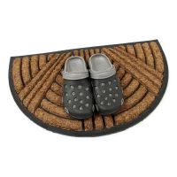 Kokosová čisticí venkovní vstupní půlkruhová rohož FLOMA Stripes - Lines - délka 45 cm, šířka 75 cm, výška 2,2 cm