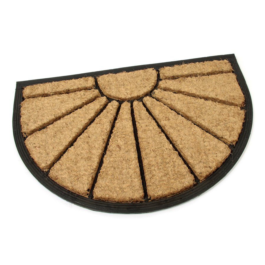 Kokosová čisticí venkovní vstupní půlkruhová rohož FLOMA Sun - délka 40 cm, šířka 60 cm, výška 1,7 cm