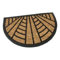 Kokosová čistící venkovní půlkruhová vstupní rohož FLOMA Stripes - Lines - délka 40 cm, šířka 60 cm, výška 0,8 cm