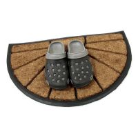 Kokosová čisticí venkovní vstupní půlkruhová rohož FLOMA Sun - délka 45 cm, šířka 75 cm, výška 2,2 cm