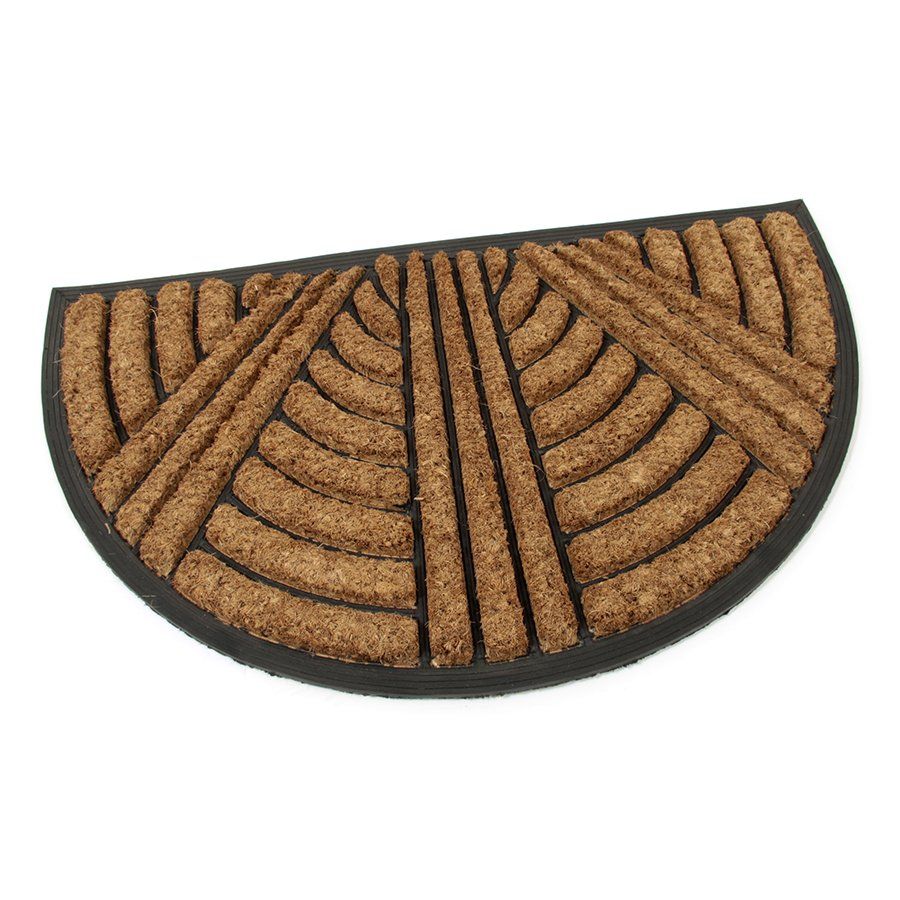 Kokosová čisticí venkovní vstupní půlkruhová rohož FLOMA Stripes - Lines - délka 45 cm, šířka 75 cm, výška 2,2 cm