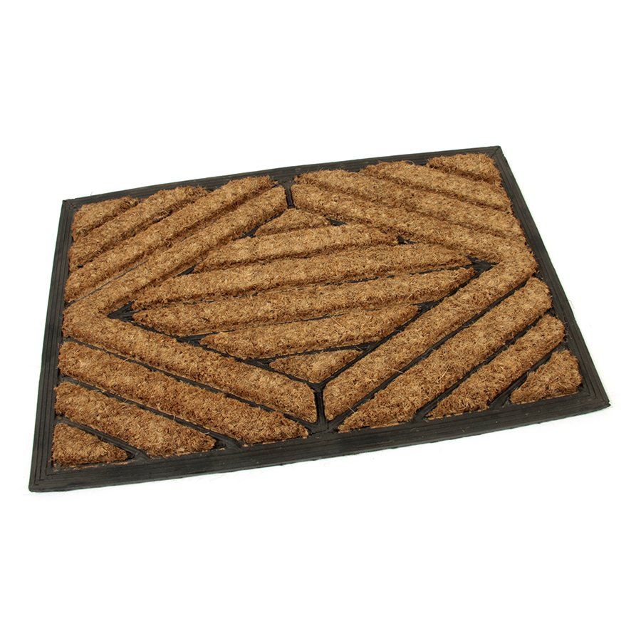 Kokosová čisticí venkovní vstupní rohož FLOMA Rectangle - Stripes - délka 40 cm, šířka 60 cm, výška 2,2 cm
