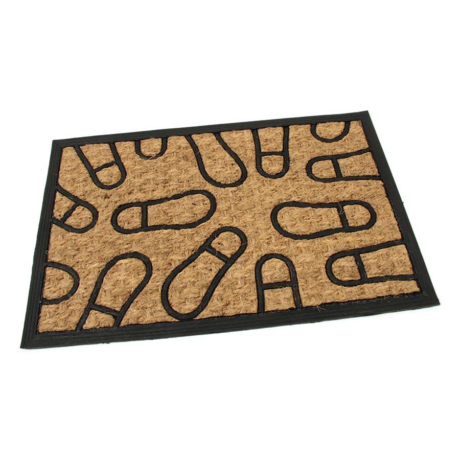 Kokosová čisticí venkovní vstupní rohož FLOMA Rectangle - Traces - délka 40 cm, šířka 60 cm, výška 0,8 cm