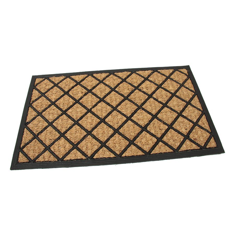 Kokosová čistící venkovní vstupní rohož FLOMA Rectangle - Rhombus - délka 45 cm, šířka 75 cm, výška 0,8 cm