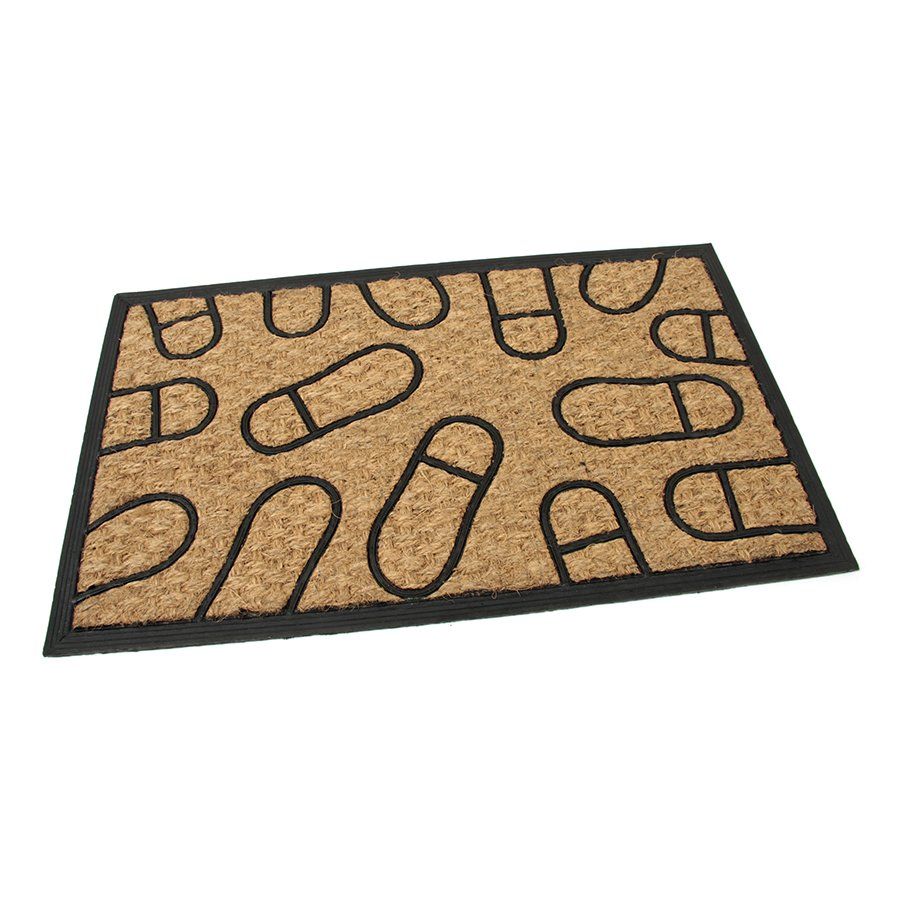 Kokosová čisticí venkovní vstupní rohož FLOMA Rectangle - Traces - délka 45 cm, šířka 75 cm, výška 0,8 cm