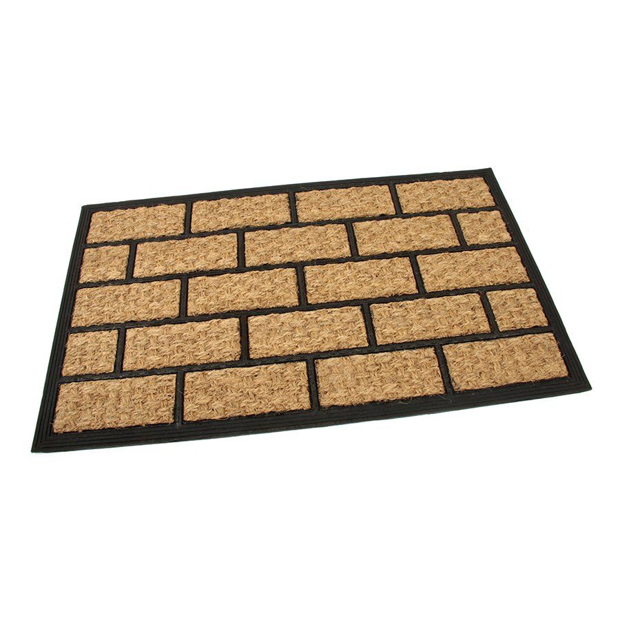 Kokosová čisticí venkovní vstupní rohož FLOMA Rectangle - Bricks - délka 45 cm, šířka 75 cm, výška 0,8 cm