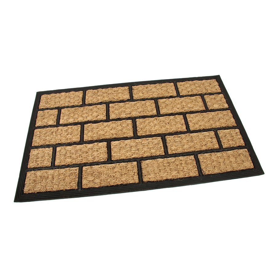 Kokosová čistící venkovní vstupní rohož FLOMA Rectangle - Bricks - délka 45 cm, šířka 75 cm, výška 0,8 cm