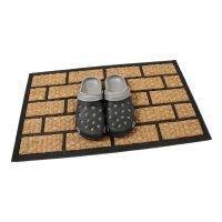 Kokosová čisticí venkovní vstupní rohož FLOMA Rectangle - Bricks - délka 45 cm, šířka 75 cm, výška 0,8 cm