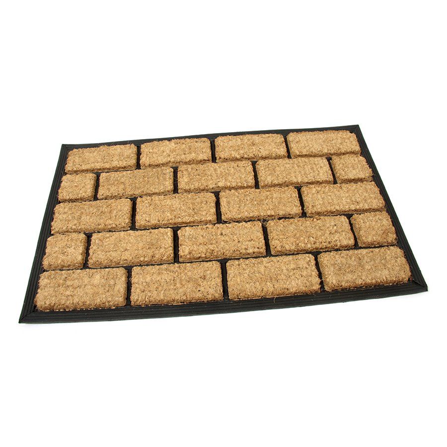 Kokosová čistící venkovní vstupní rohož FLOMA Rectangle - Bricks - délka 45 cm, šířka 75 cm, výška 2,2 cm