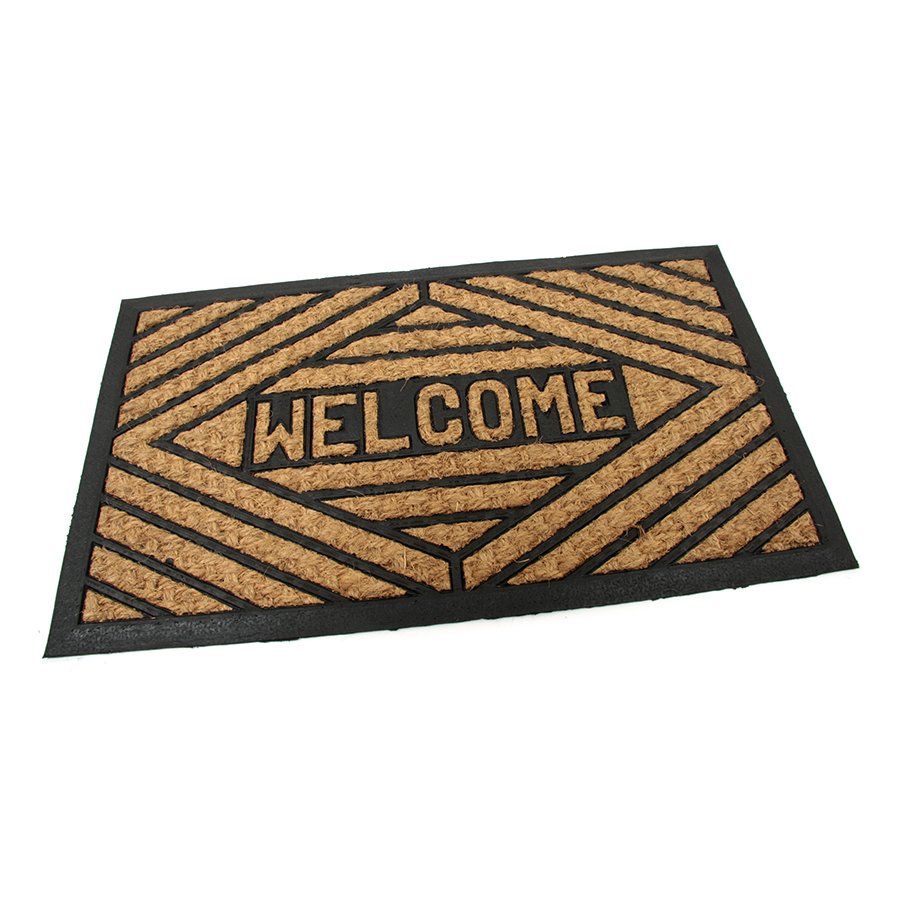 Kokosová čisticí venkovní vstupní rohož FLOMA Welcome - Rectangle - délka 45 cm, šířka 75 cm, výška 0,8 cm