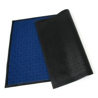 Modrá textilní gumová vstupní rohož FLOMA Criss Cross - délka 120 cm, šířka 180 cm, výška 0,8 cm