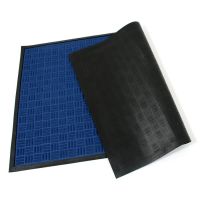 Modrá textilní gumová vstupní rohož FLOMA Criss Cross - délka 90 cm, šířka 150 cm, výška 0,8 cm