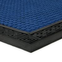 Modrá textilní gumová vstupní rohož FLOMA Deco - Little Squares - délka 45 cm, šířka 75 cm, výška 0,8 cm