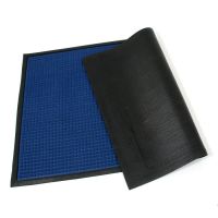 Modrá textilní gumová vstupní rohož FLOMA Little Squares - délka 90 cm, šířka 150 cm, výška 0,8 cm