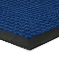 Modrá textilní gumová vstupní rohož FLOMA Little Squares - délka 45 cm, šířka 75 cm, výška 0,8 cm