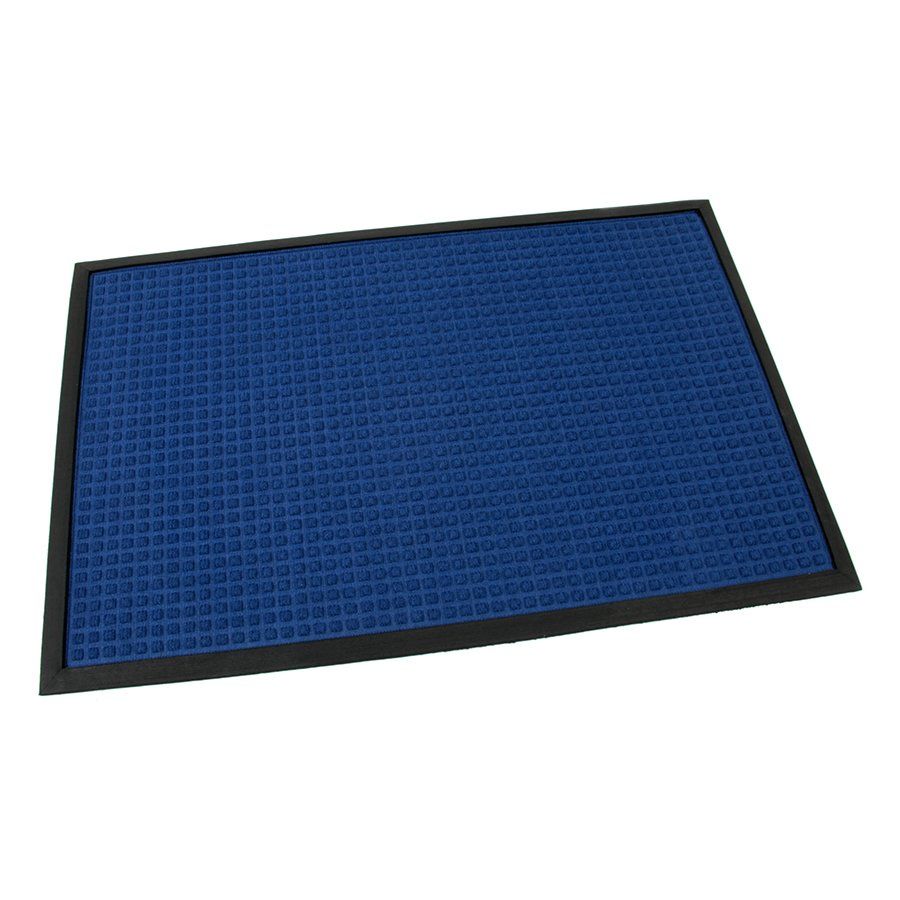 Modrá textilní gumová vstupní rohož FLOMA Little Squares - délka 60 cm, šířka 90 cm, výška 0,8 cm