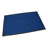 Modrá textilní gumová vstupní rohož FLOMA Little Squares - délka 90 cm, šířka 150 cm, výška 0,8 cm