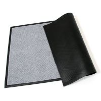 Šedá textilní gumová vstupní rohož FLOMA Crossing Lines - délka 90 cm, šířka 150 cm, výška 1 cm