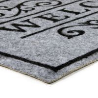 Šedá textilní vstupní rohož FLOMA Welcome - Deco - délka 33 cm, šířka 58 cm, výška 0,3 cm