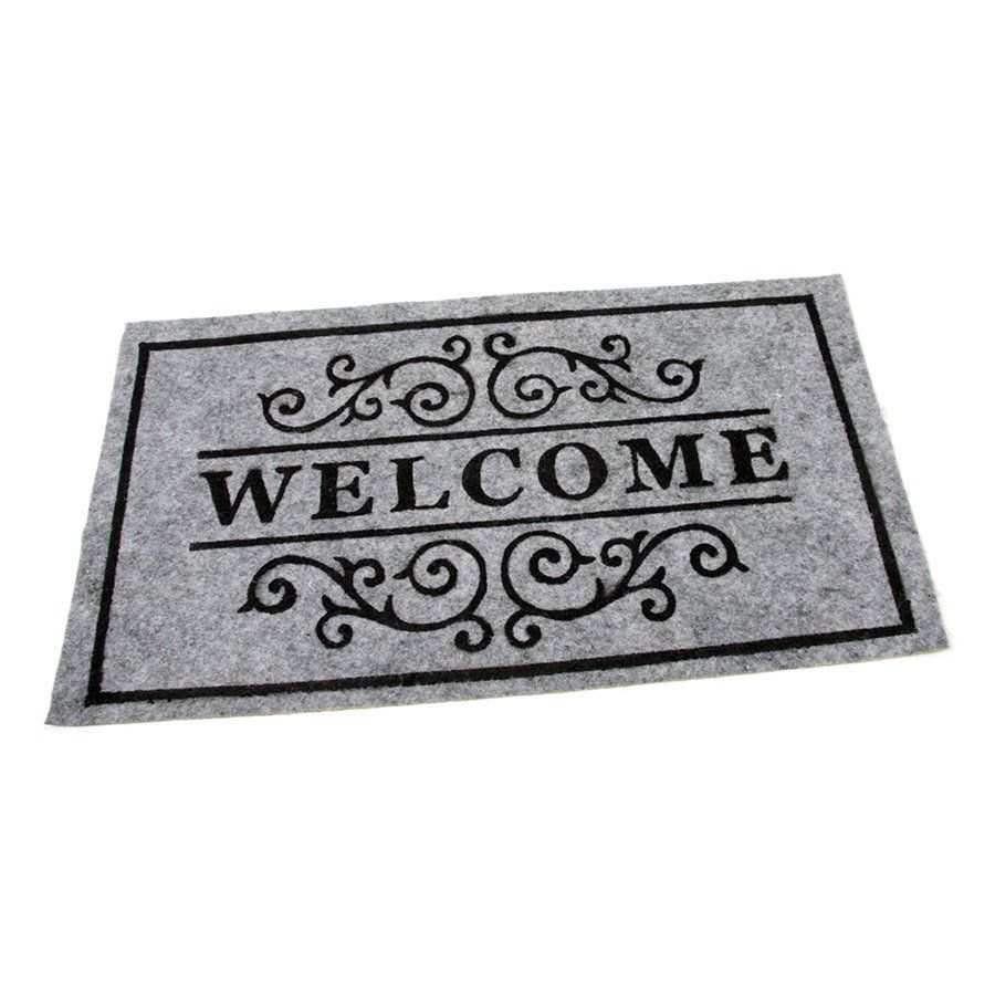 Šedá textilní vstupní rohož FLOMA Welcome - Deco - délka 33 cm, šířka 58 cm, výška 0,3 cm