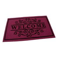 Vínová textilní vstupní rohož FLOMA Welcome - Deco - délka 45 cm, šířka 75 cm, výška 0,3 cm