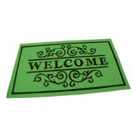 Zelená textilní vstupní rohož FLOMA Welcome - Deco - délka 45 cm, šířka 75 cm, výška 0,3 cm