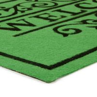 Zelená textilní vstupní rohož FLOMA Welcome - Deco - délka 45 cm, šířka 75 cm, výška 0,3 cm