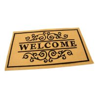 Žlutá textilní vstupní rohož FLOMA Welcome - Deco - délka 45 cm, šířka 75 cm, výška 0,3 cm