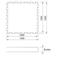 Gumová antivibrační tlumicí modulová puzzle rohož (střed) FLOMA UniPad S850 - délka 100 cm, šířka 100 cm, výška 0,8 cm