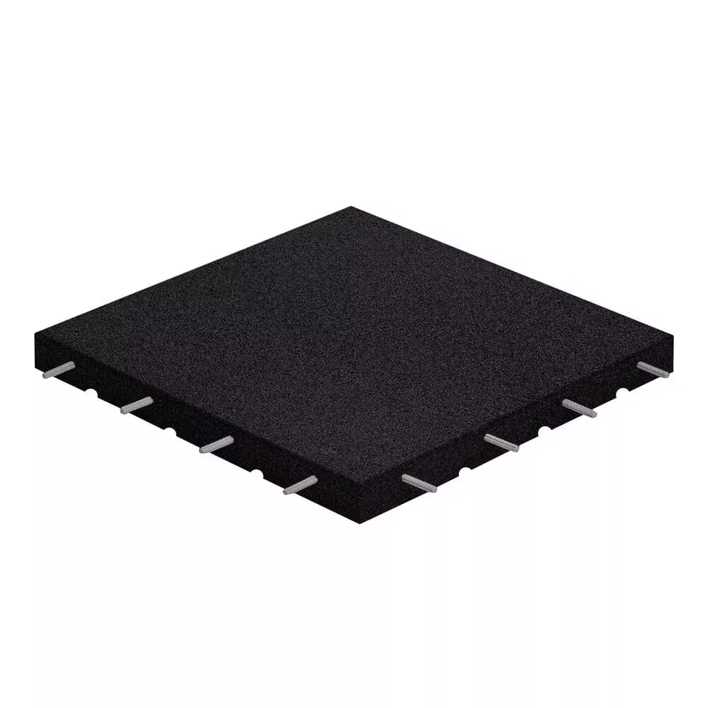 Černá gumová certifikovaná dopadová dlažba FLOMA ProF - délka 50 cm, šířka 50 cm, výška 6 cm