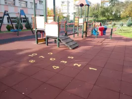 Červená gumová certifikovaná dopadová dlažba FLOMA ProF - délka 50 cm, šířka 50 cm, výška 4,5 cm