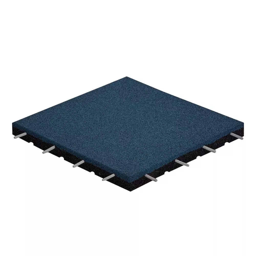 Modrá gumová certifikovaná dopadová dlažba FLOMA ProF - délka 50 cm, šířka 50 cm, výška 7,5 cm