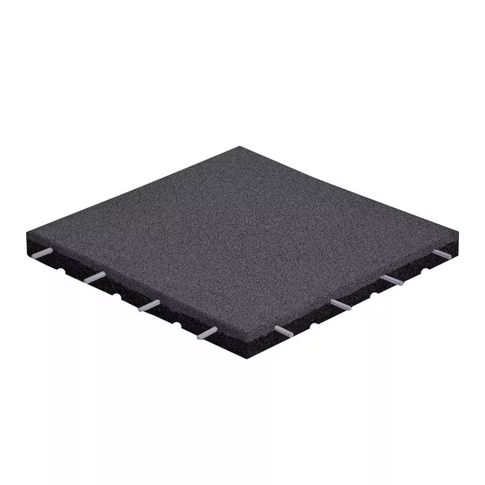 Šedá gumová certifikovaná dopadová dlažba FLOMA ProF - délka 50 cm, šířka 50 cm, výška 4,5 cm